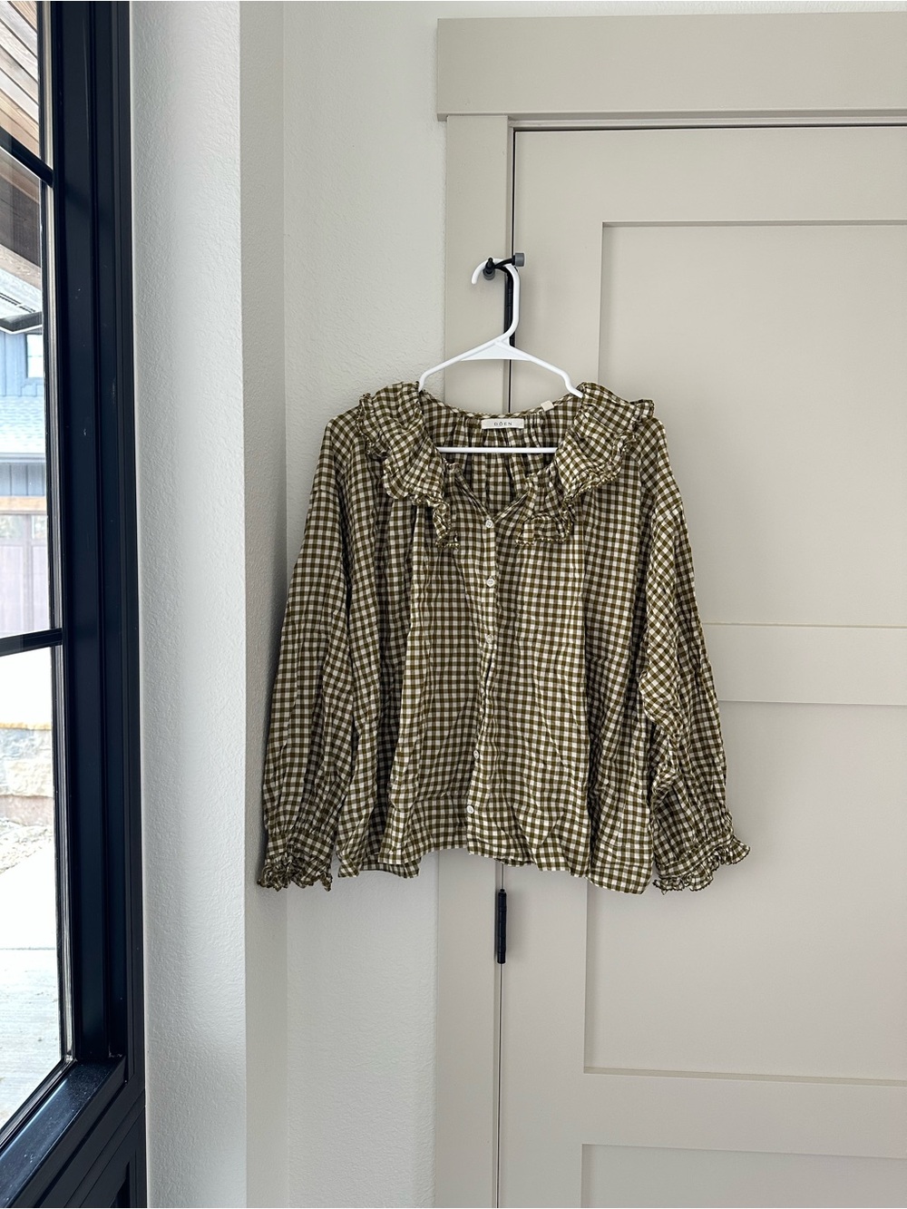 Doen Seychelle Blouse in Olive Gingham